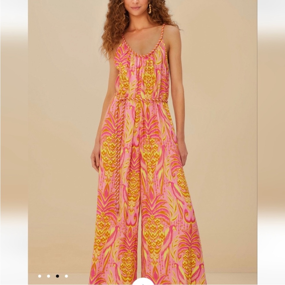 Pink & Yellow Printed Wide-Leg Jumpsuit